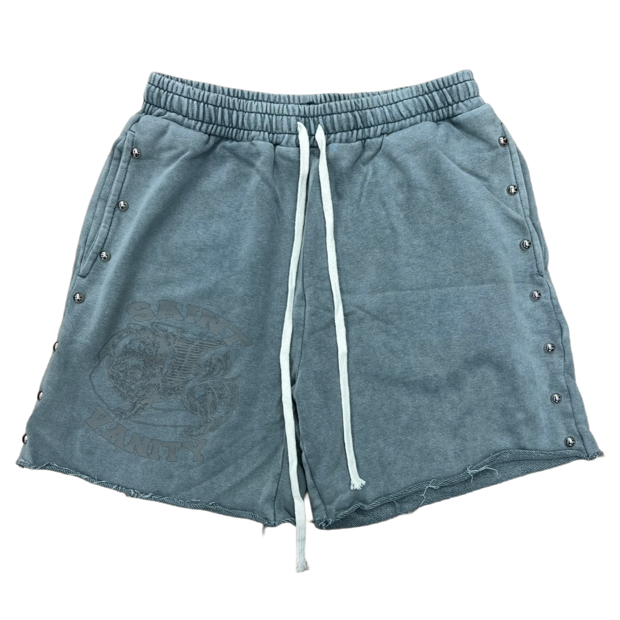 Saint Vanity Studded Shorts Grey