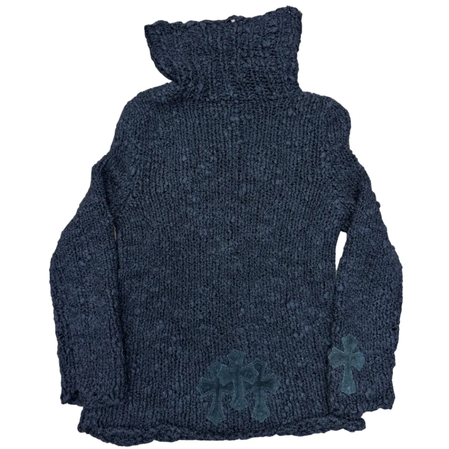 Chrome Hearts Suede Cross Patch Knit Sweater Black (Women's)