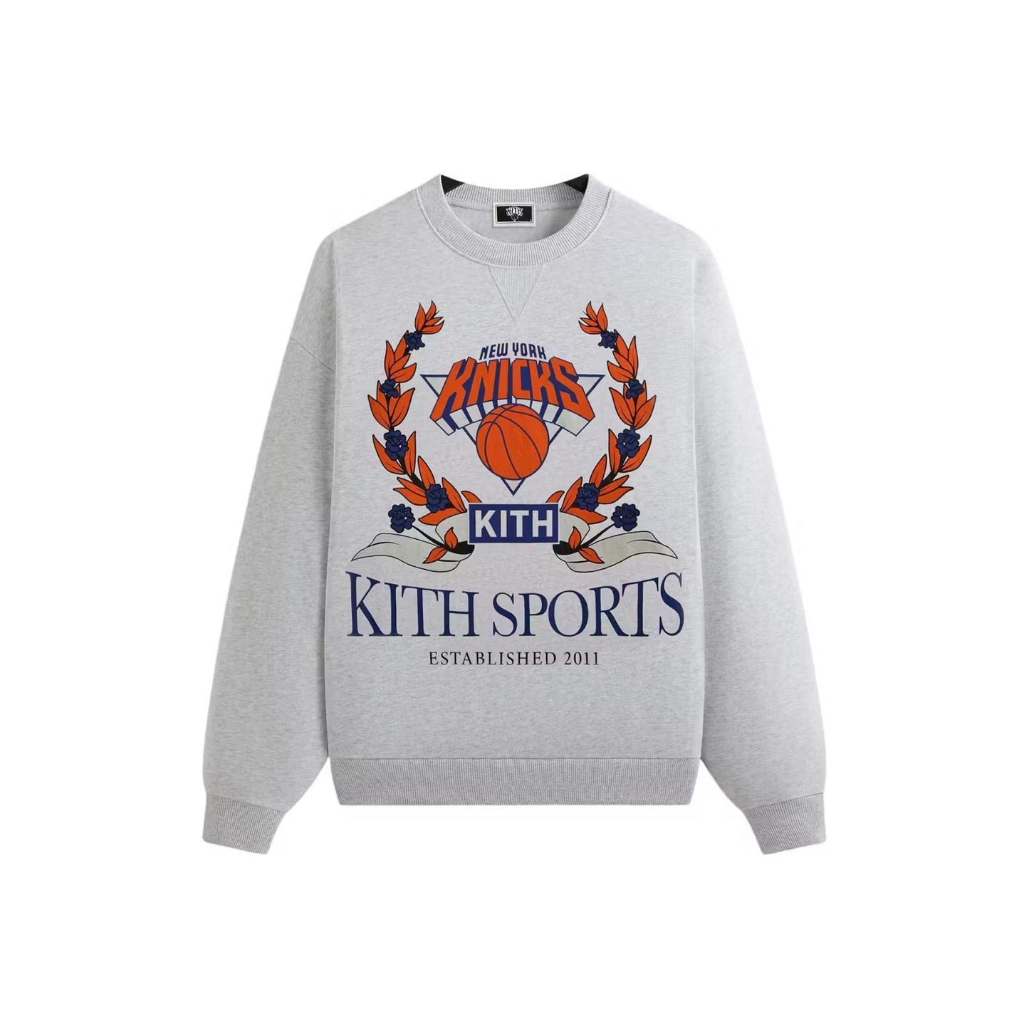 Kith x New York Knicks Laurel Vintage Nelson Crewneck Light Heather Grey