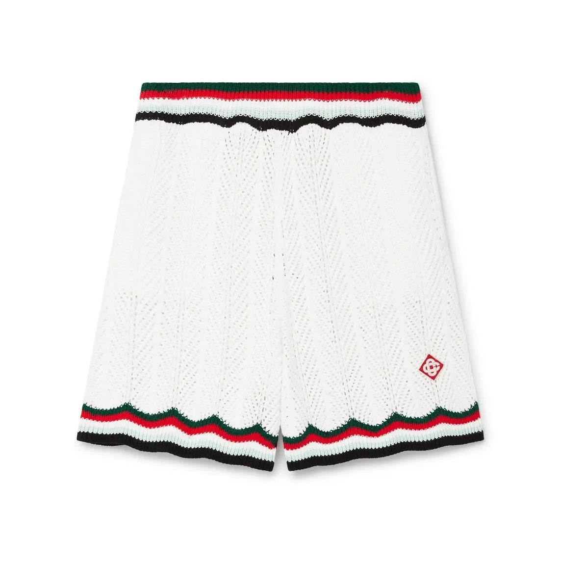 Casablanca Cotton Chevron Crochet Shorts White