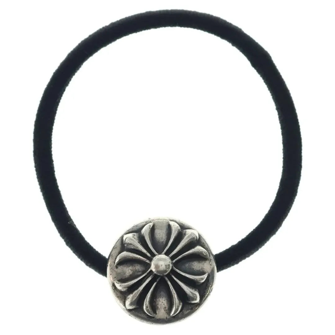 Chrome Hearts Silver Cross Ball Hair Tie Black