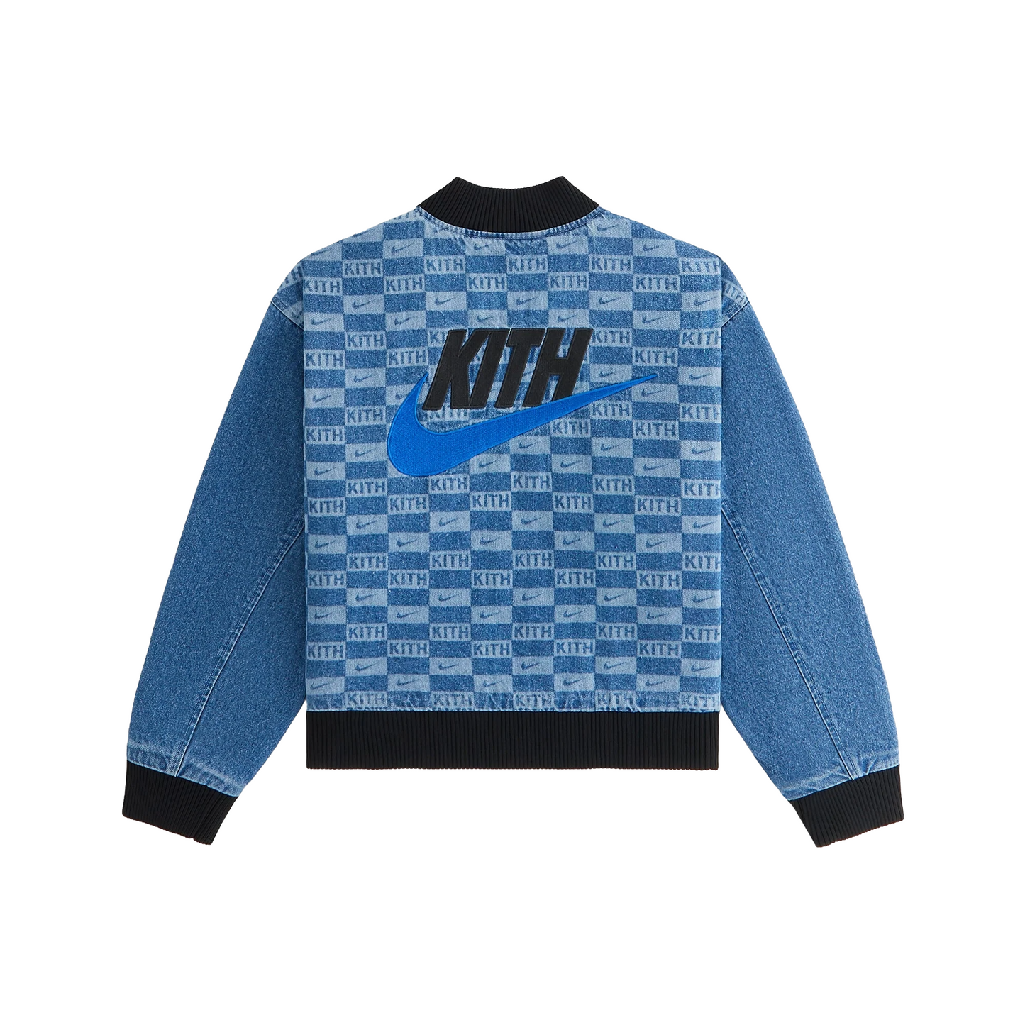 Kith Kids x Nike Denim Laser Etched Varsity Jacket Mystic Navy