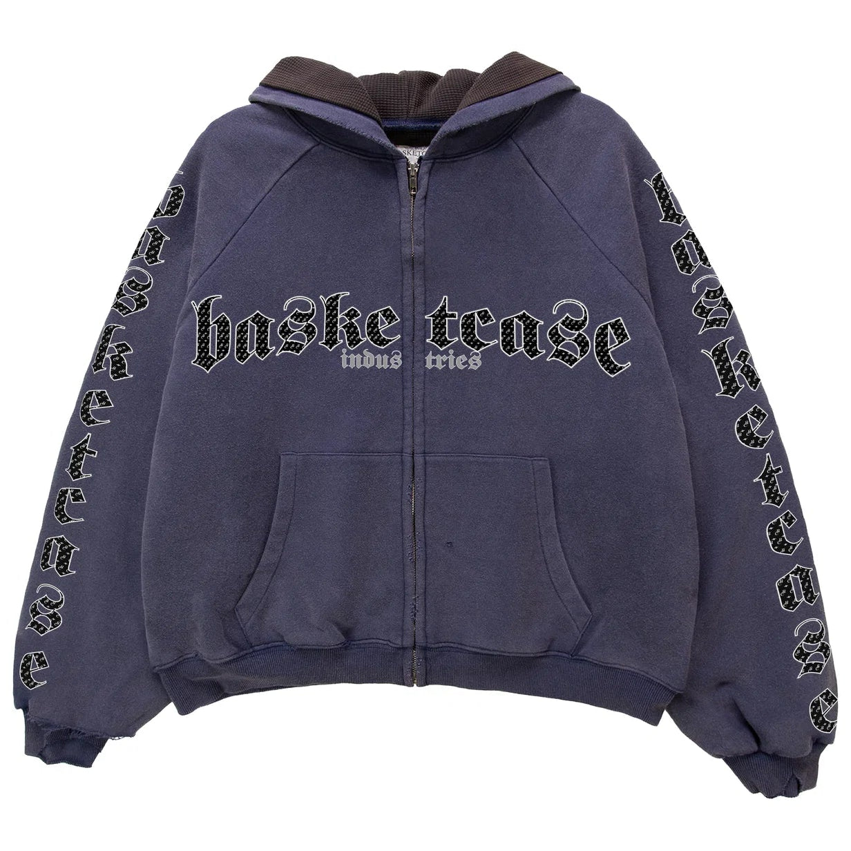Basketcase Gallery Plaque Thermal Lined Zip-Up Hoodie Navy