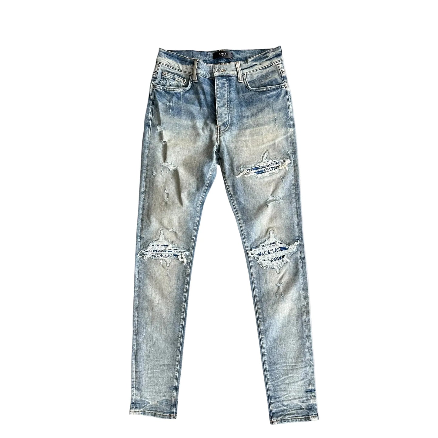 Amiri Clay Indigo & Blue Bandana Patch MX1 Jeans