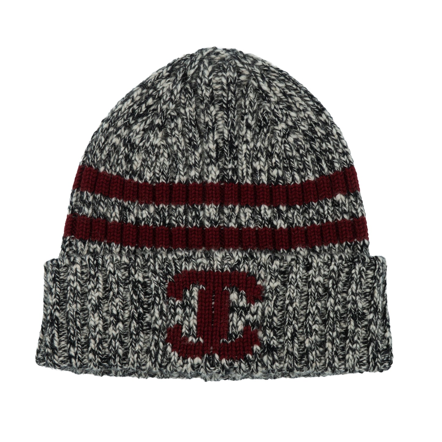 Chanel Knitted Striped Beanie Grey/Burgundy