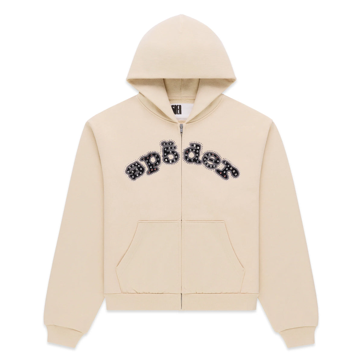 Sp5der Mixed Stone OG V2 Zip-Up Hoodie Cream