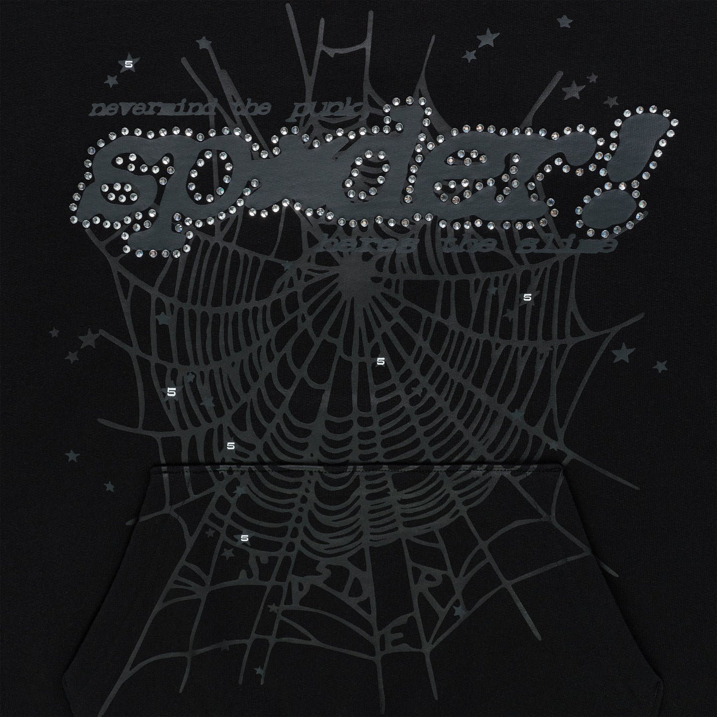 Sp5der Rhinestone Punk V2 Hoodie Black