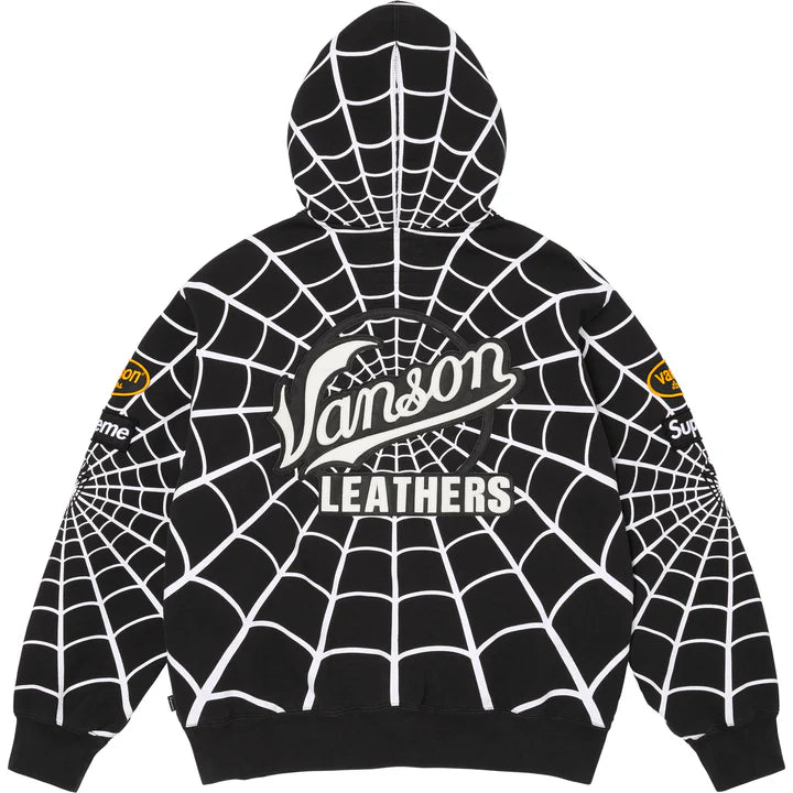 Supreme®/Vanson Leathers® Spider-Man Zip-Up Hooded Sweatshirt Black