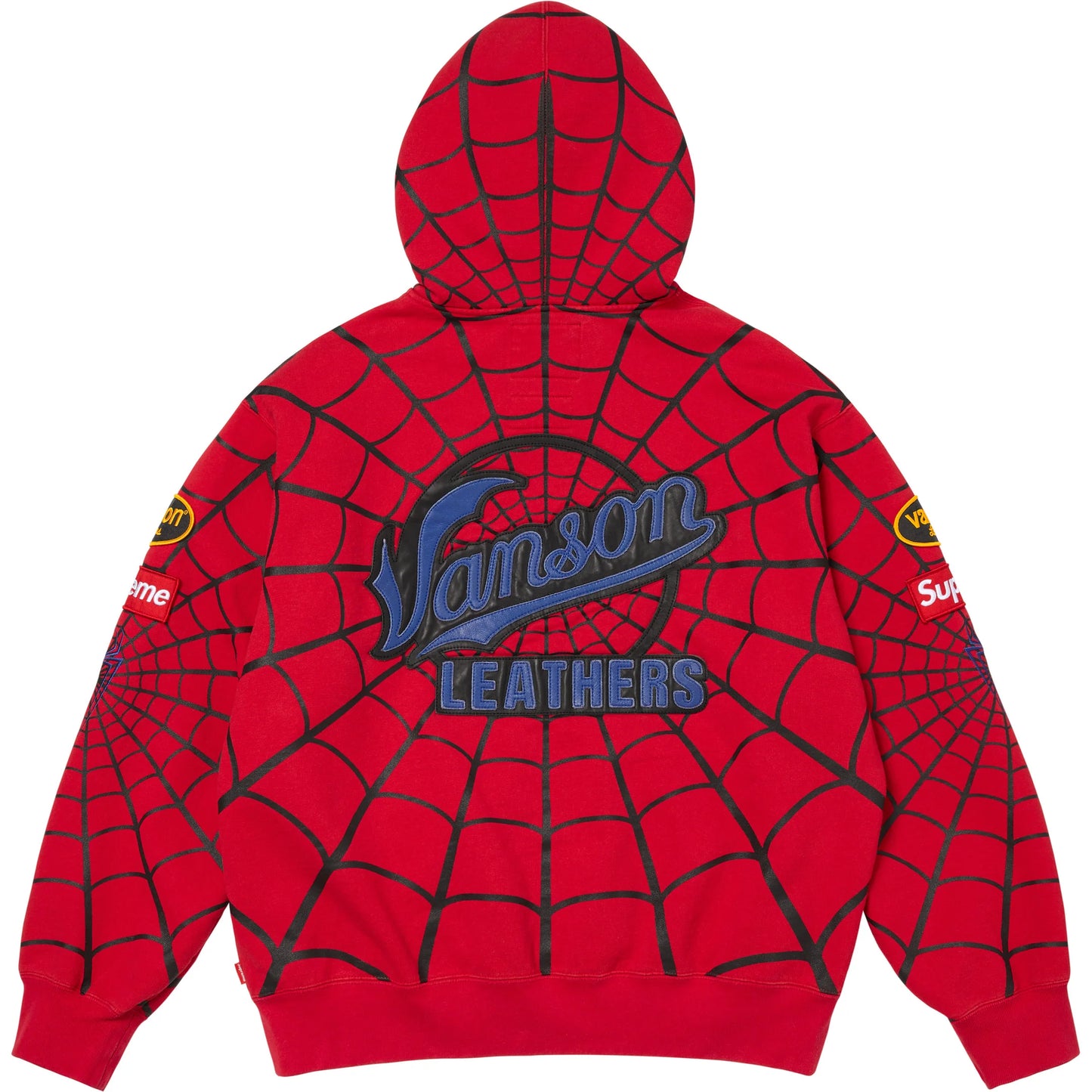 Supreme®/Vanson Leathers® Spider-Man Zip-Up Hooded Sweatshirt Red