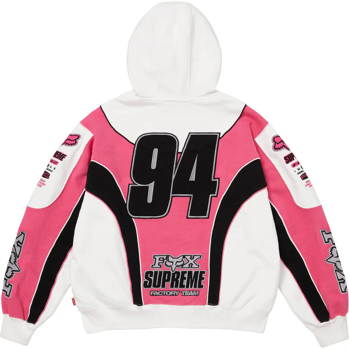 Supreme x Fox Racing Zip Up Hooded Sweatshirt Pink