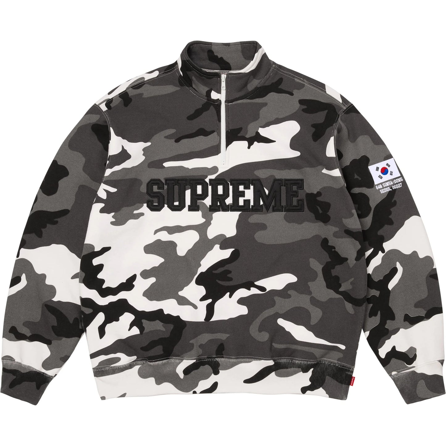 Supreme Shop Flag Half Zip Pullover Snow Camo Seoul
