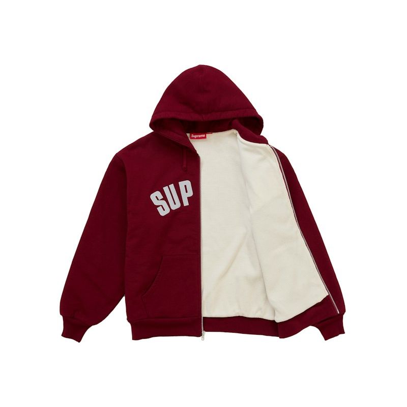 Supreme Arc Thermal Lined Zip Up Hooded Sweatshirt (FW26) Cardinal