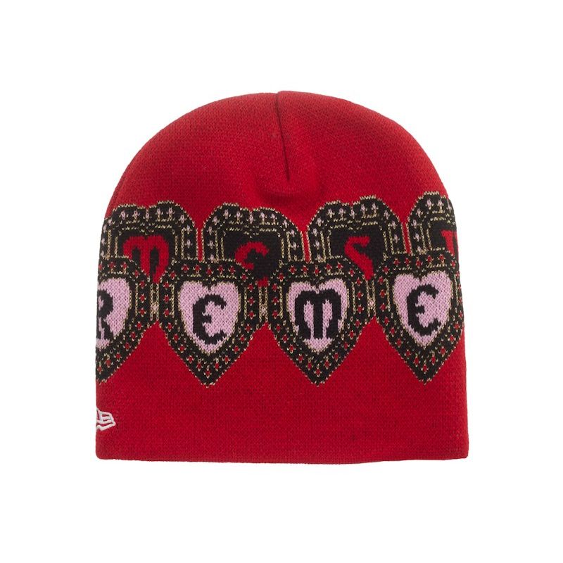 Supreme New Era Hearts Beanie Red