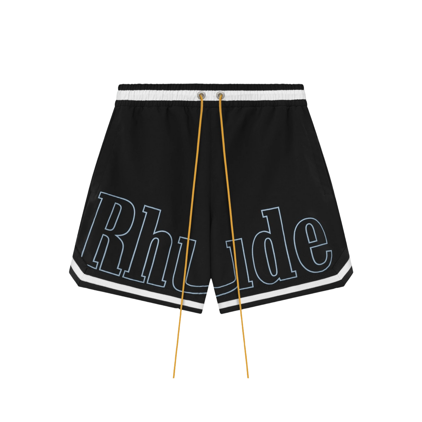 Rhude Logo Basketball Swim Shorts Black/White/Blue