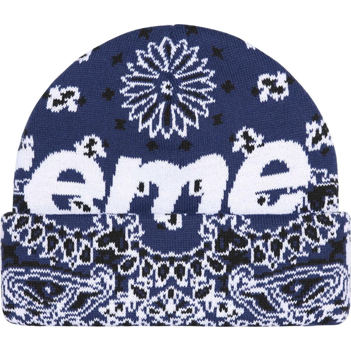 Supreme Bandana Big Logo Beanie (FW24) Navy