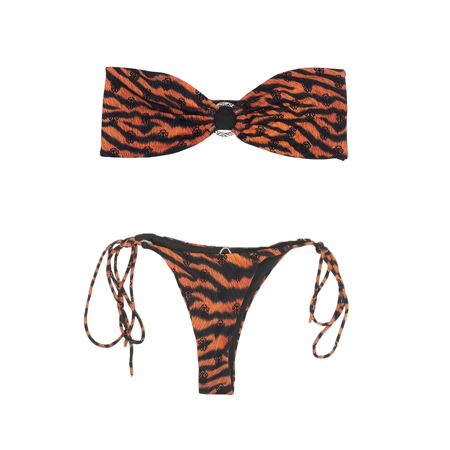 Chrome Hearts x Dipped In Blue Tiger Bikini Set Orange (Bandeau Top/String Bottom)
