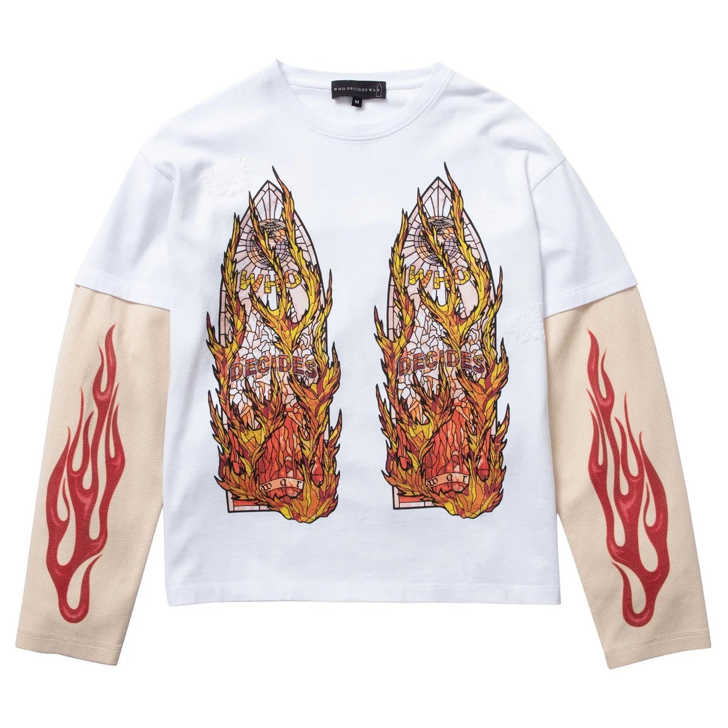 Who Decides War Flame Glass Double Jersey White