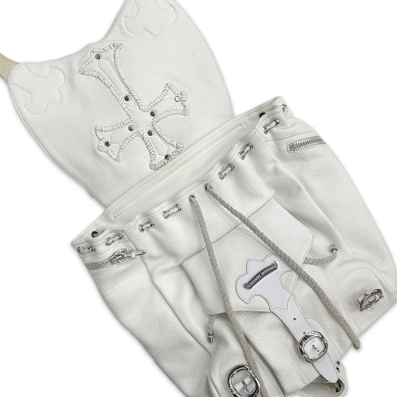 Chrome Hearts Large Cross Hobo Backpack White