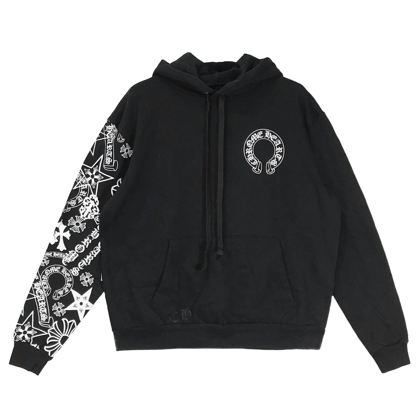 Chrome Hearts Horseshoe Multi Logo Sleeve Hoodie Black