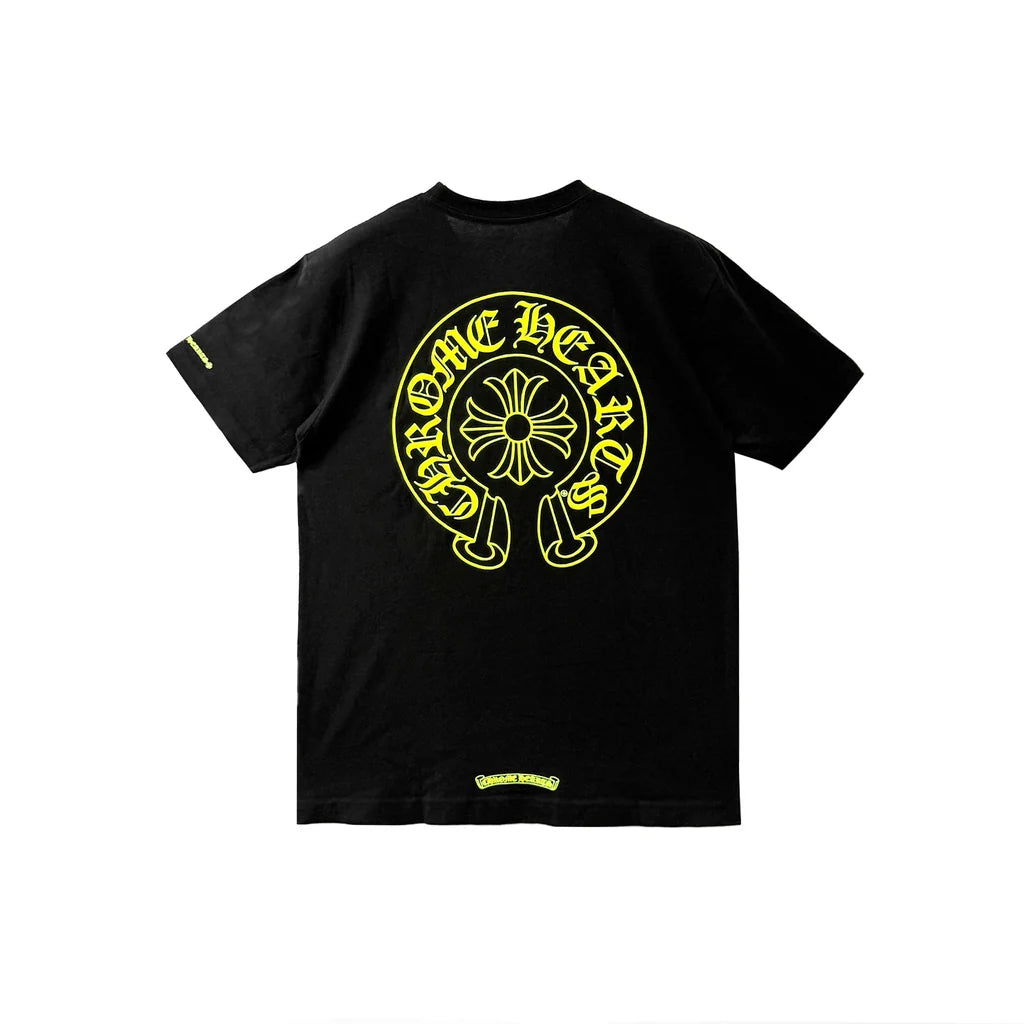 Chrome Hearts Neon Yellow Horseshoe Pocket T-Shirt