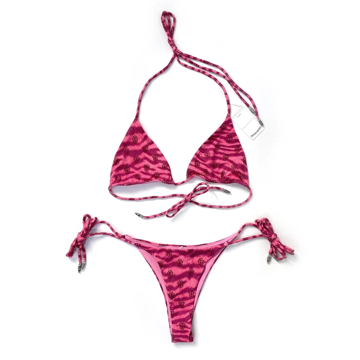 Chrome Hearts x Dipped In Blue Tiger Triangle Bikini Set Flamingo