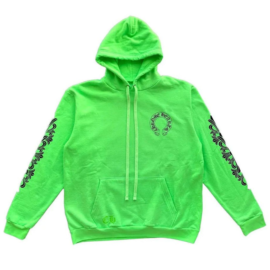 Chrome Hearts Ultra Miami Exclusive Scroll Logo Hoodie Neon Green