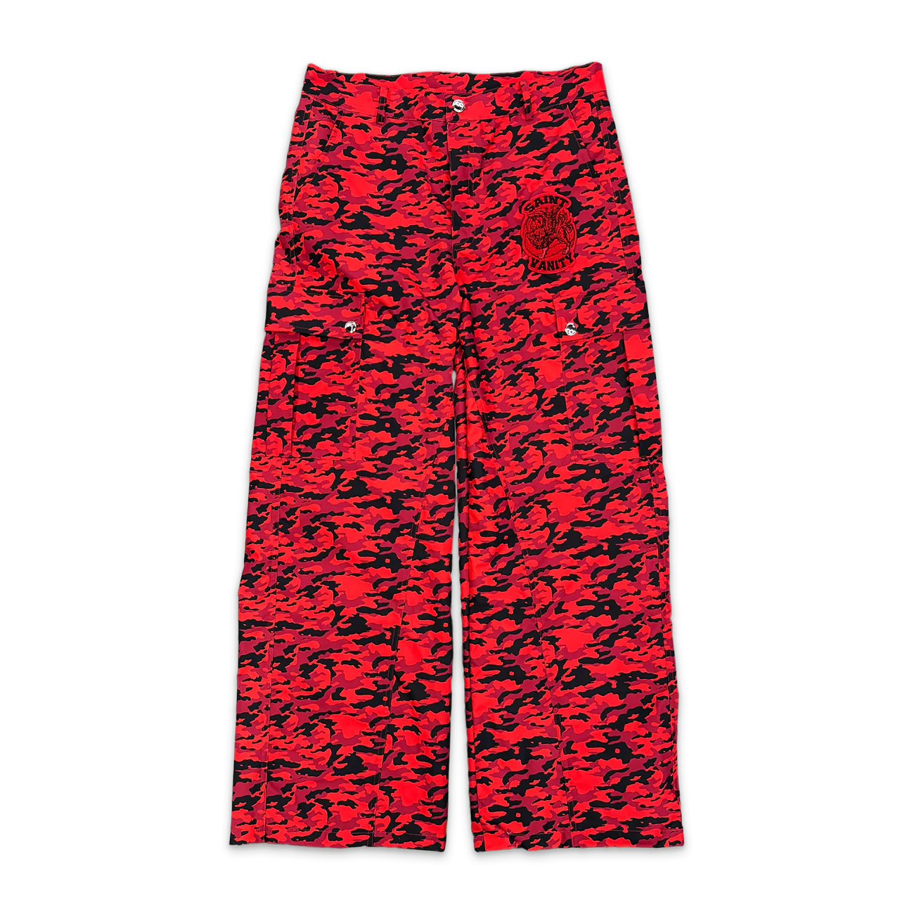Saint Vanity Nylon Cargo Pants Red Camo