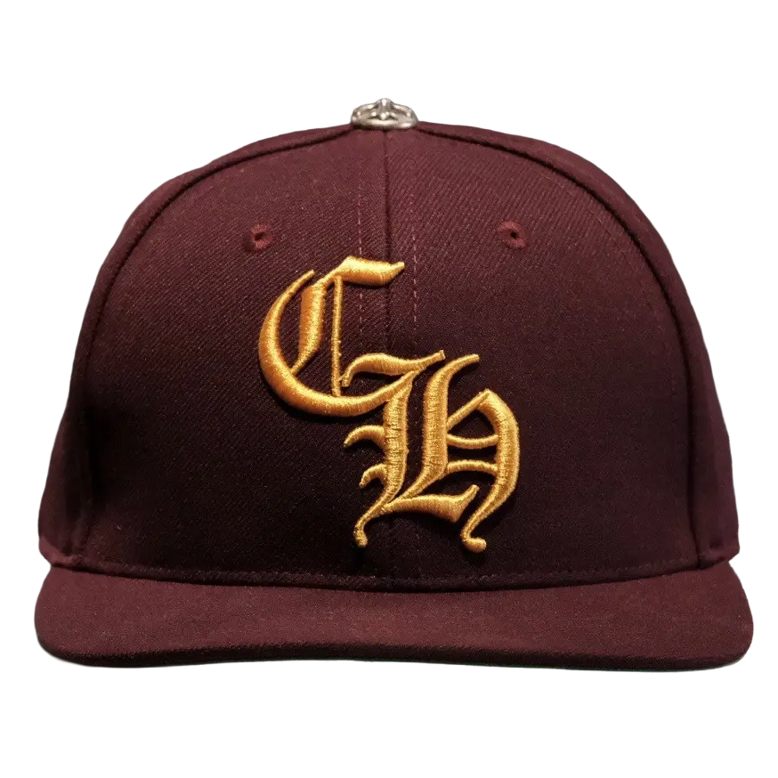 Chrome Hearts CH Baseball Hat Burgundy/Gold