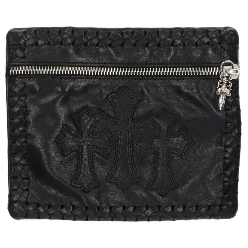 Chrome Hearts Lambskin Triple Cemetery Cross Patch Zip Mini Pouch Chrome Hearts Lambskin Triple Cemetery Cross Patch Zip Mini Pouch