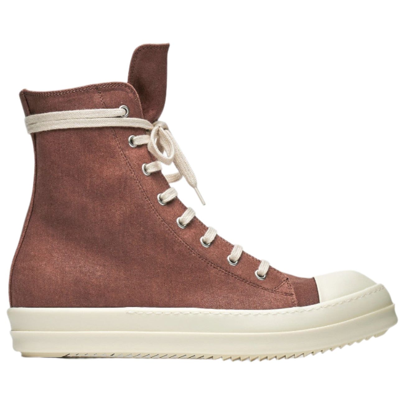 Rick Owens DRKSHDW Denim Coated High Sneakers Terra/Milk/Milk