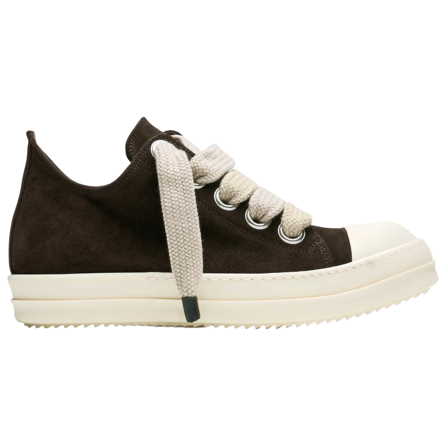 Rick Owens SS25 Hollywood Jumbo Laced Low Sneakers Mahogany/Milk/Milk
