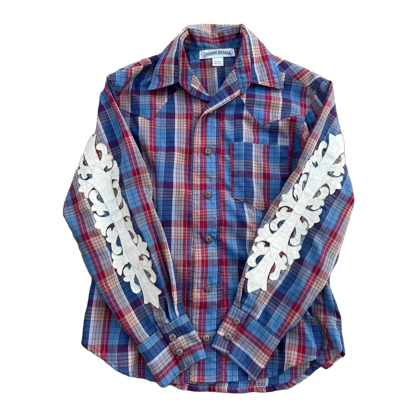 Chrome Hearts Vintage Leather Floral Patch Flannel (Women's) – Endless Supply Chrome Hearts Vintage Leather Floral Patch Flannel (Women's) – Endless Supply