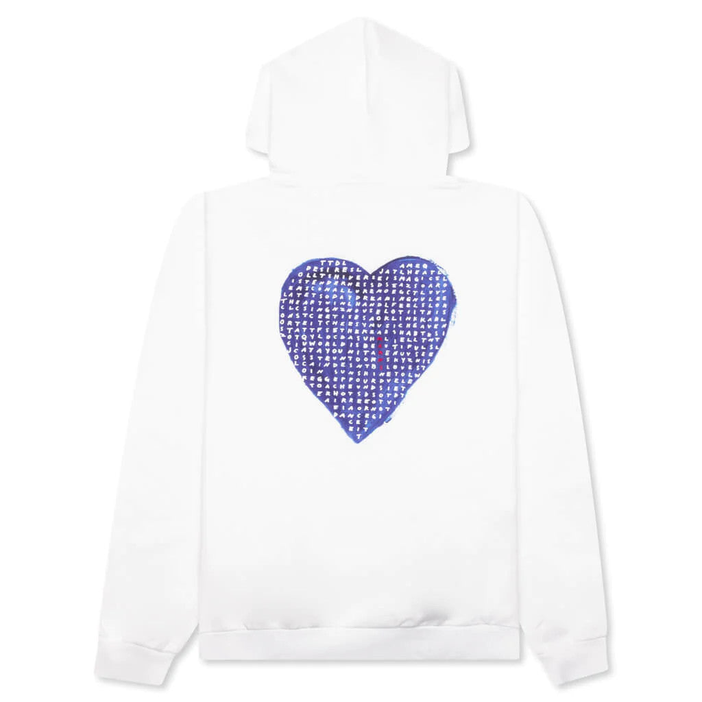 Marni Crossword Heart Brushed Hoodie Stone White