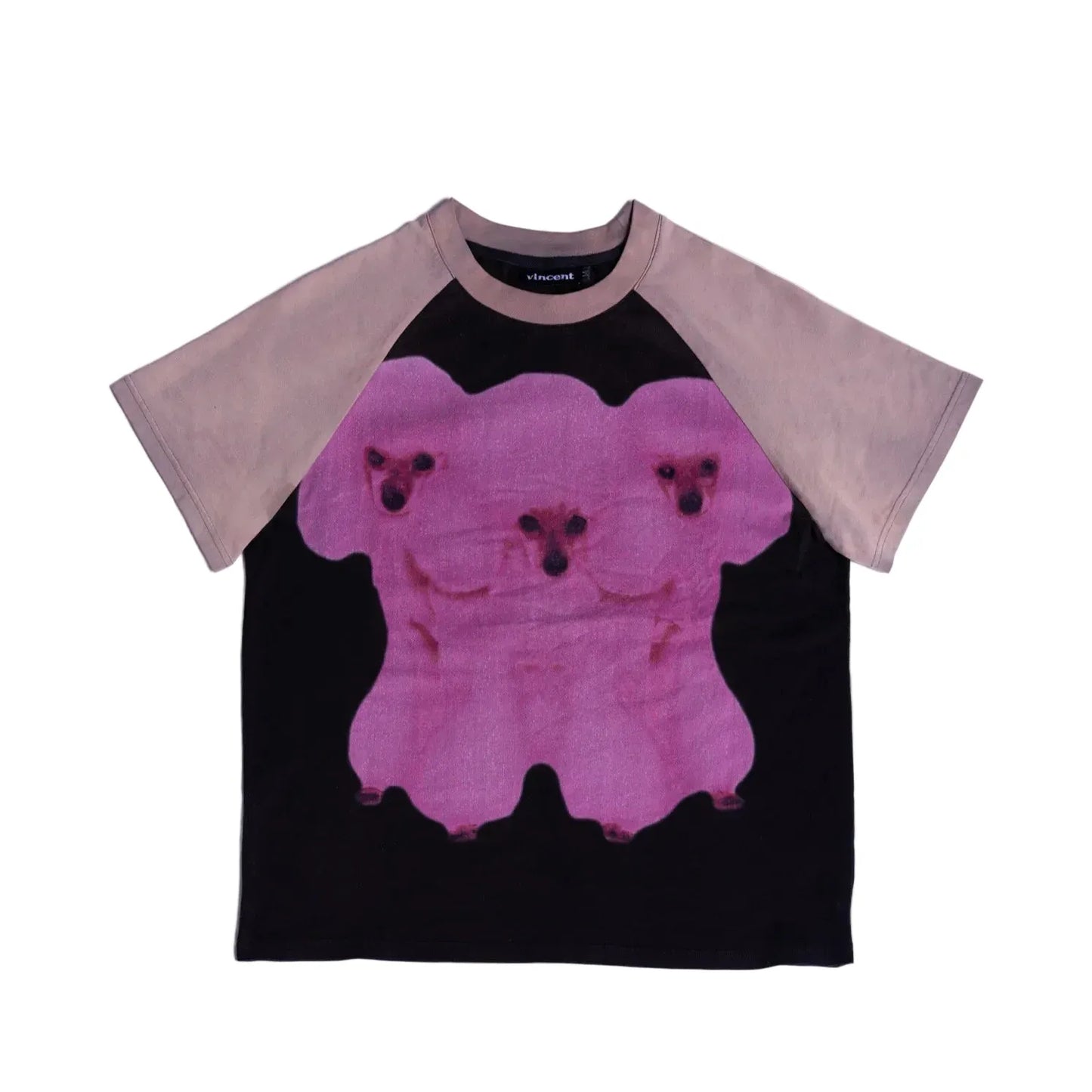 Vincent Corp. Pink Poodle Raglan Tee Black