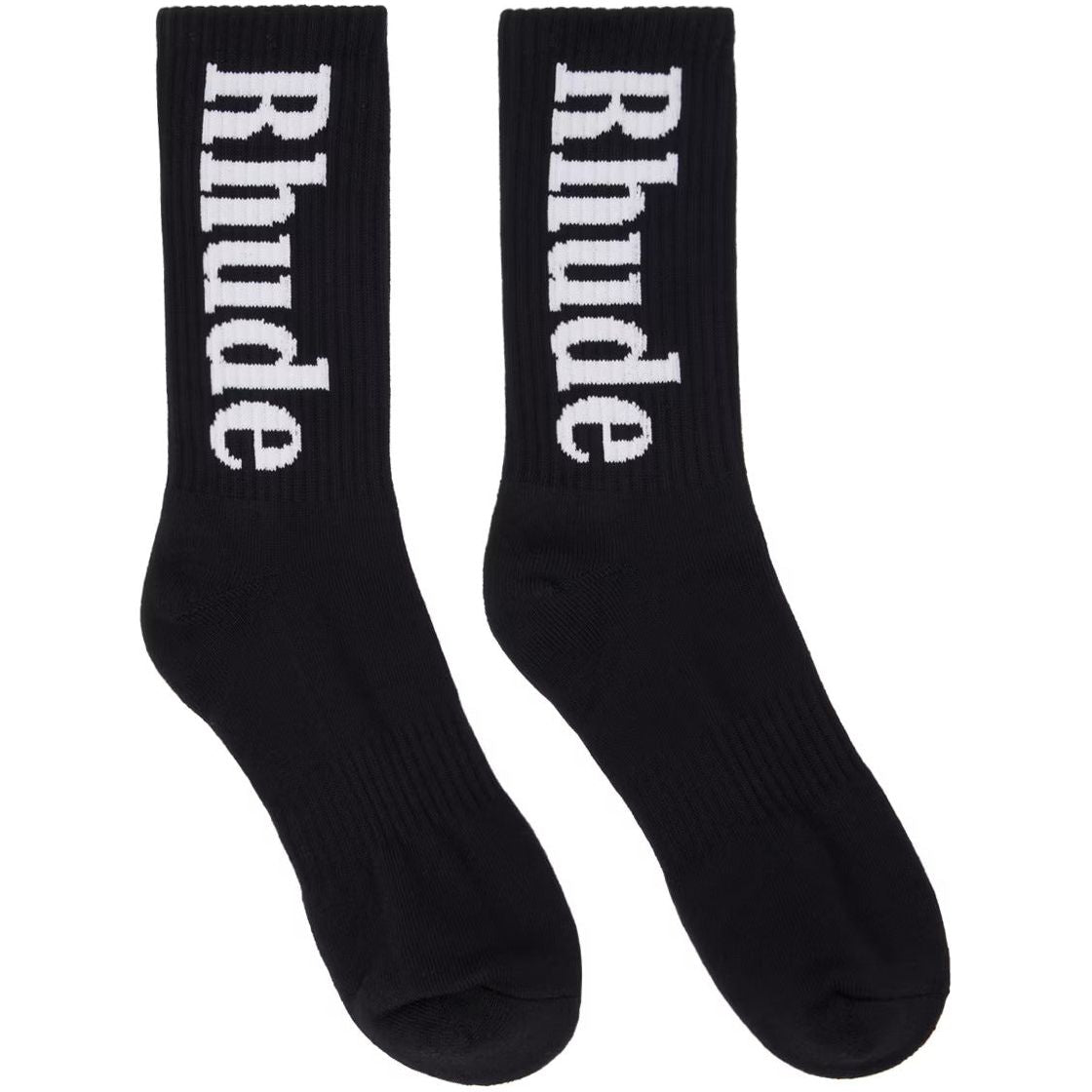 Rhude RH Vertical Logo Socks Black/White