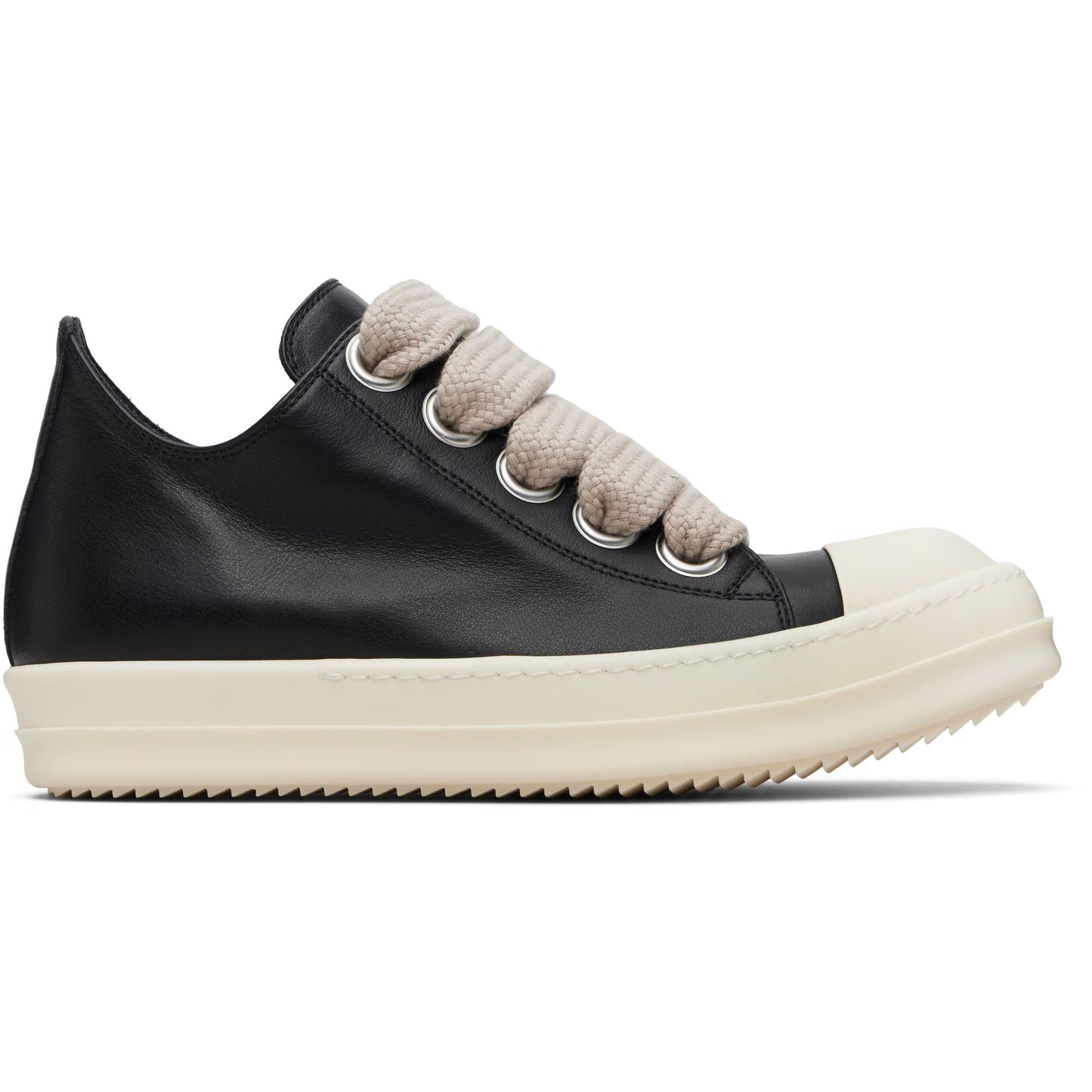 Rick Owens SS26 Temple Jumbo Laced Low Sneakers Black/Milk/Milk