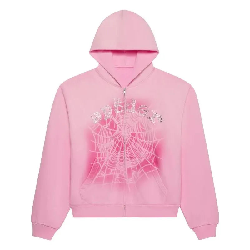 Sp5der OG Web V2 Spray Pink Hoodie Light Pink