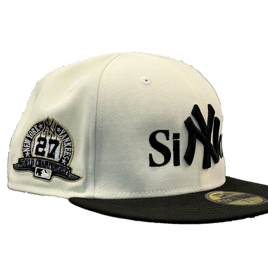 Sinclair New Era New York Yankees 27 World Championships Fitted Hat Cream/Black