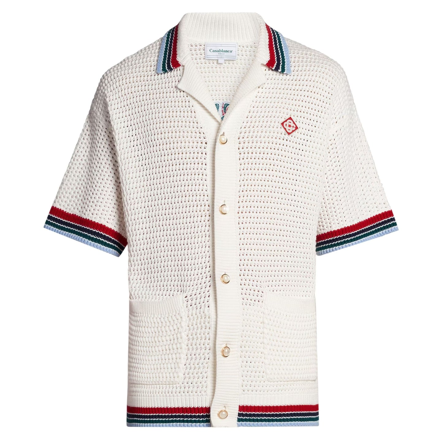 Casablanca Cotton Montagne Ondulee Crochet Shirt Off-White