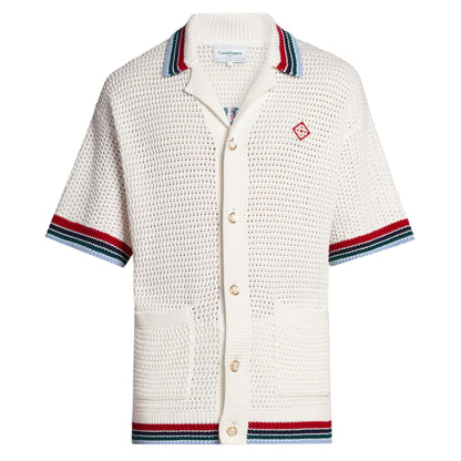 Casablanca Cotton Montagne Ondulee Crochet Shirt Off-White