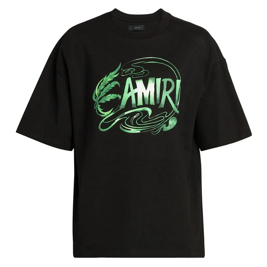 Amiri Leaf Oversized Tee Black
