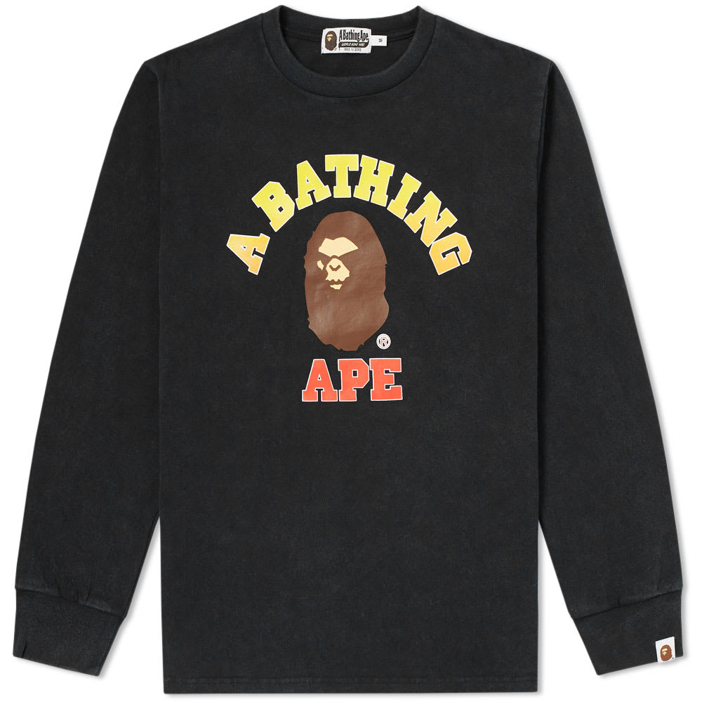 BAPE Vintage Washed College L/S Tee Black