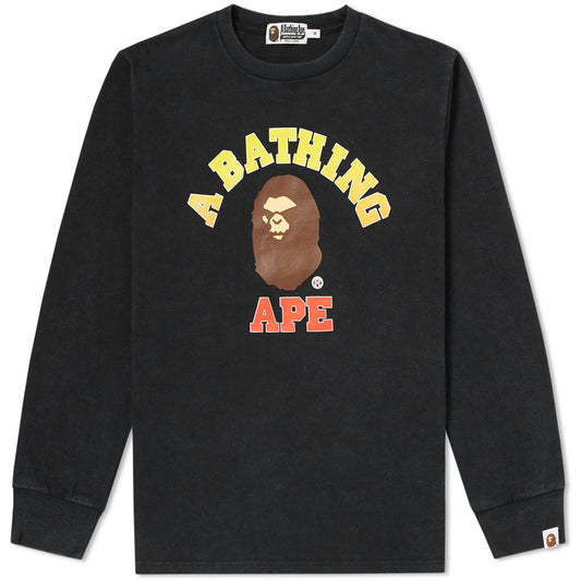 BAPE Vintage Washed College L/S Tee Black