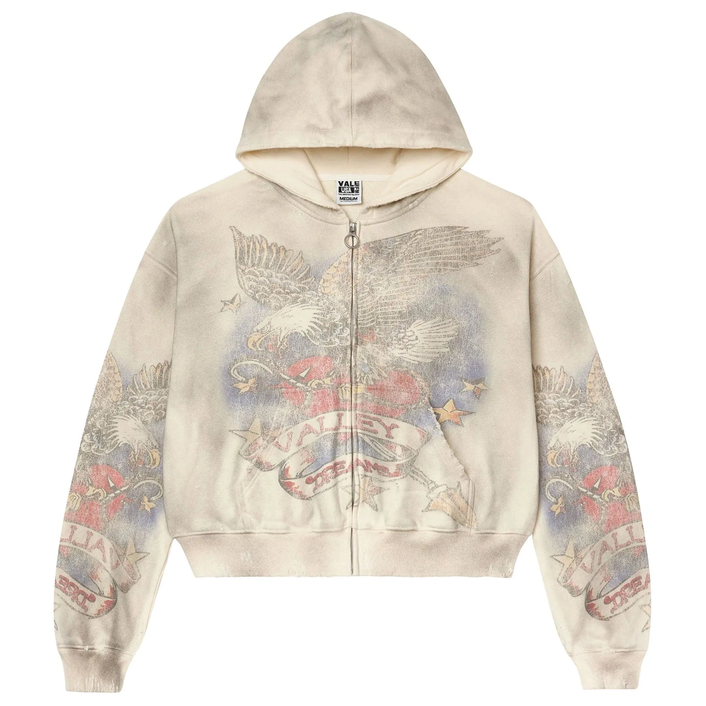 Vale Forever Nostalgia Zip-Up Hoodie Tattered Cream