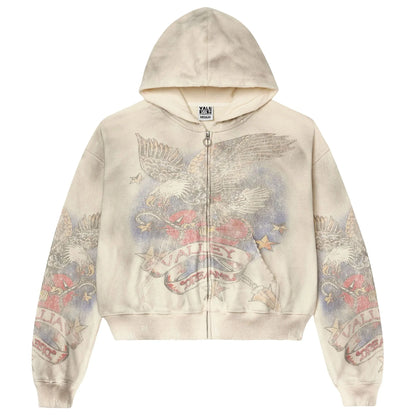 Vale Forever Nostalgia Zip-Up Hoodie Tattered Cream