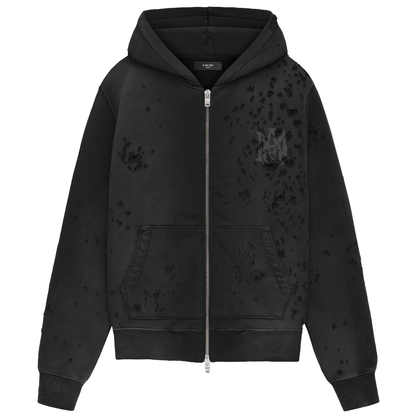 Amiri MA Logo Shotgun Zip-Up Hoodie Faded Black