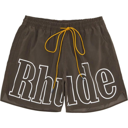 Rhude Logo Swim Trunks Dark Grey