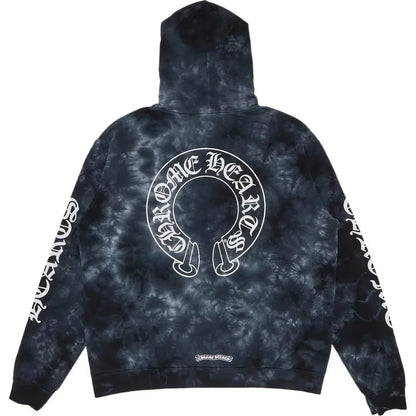 Chrome Hearts Horseshoe Tie Dye Hoodie Black/White