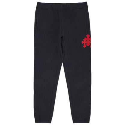 Chrome Hearts Paper Jam Leather Triple Cross Sweatpants Navy