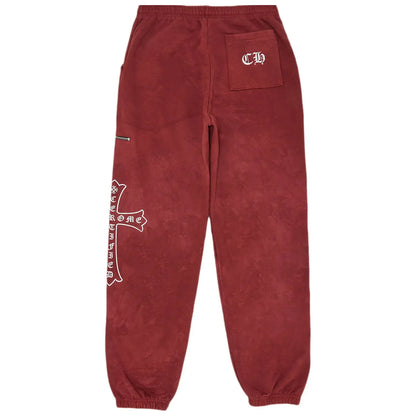 Chrome Hearts x Drake Certified Chrome Hand Dyed Sweatpants Washed Red